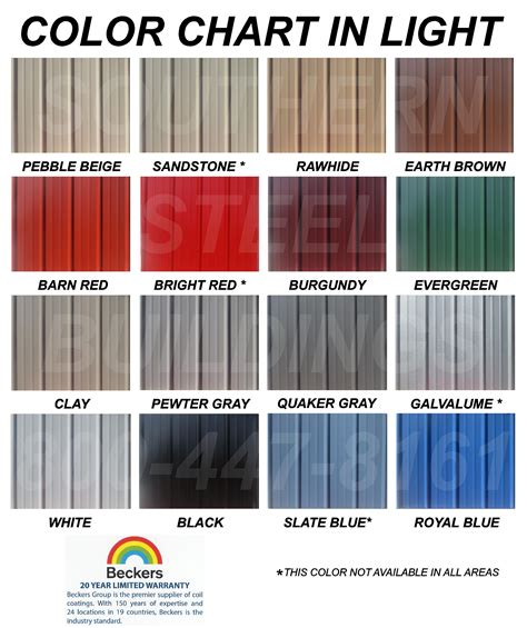 metal siding color chart free